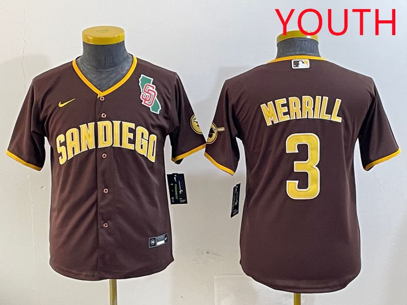 Youth San Diego Padres #3 Merrill Brown Game 2025 Nike MLB Jersey style 12